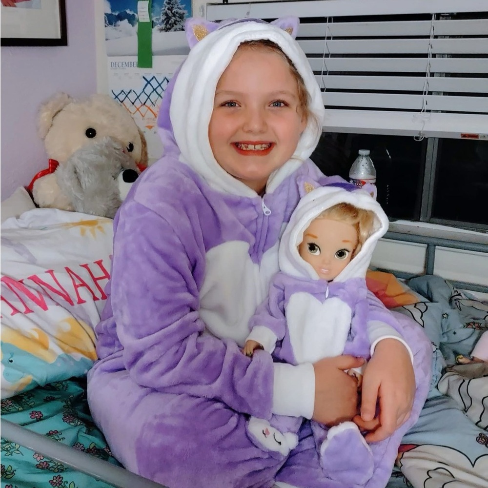 Cozy Purple Kids Pajamas with Doll Outfit